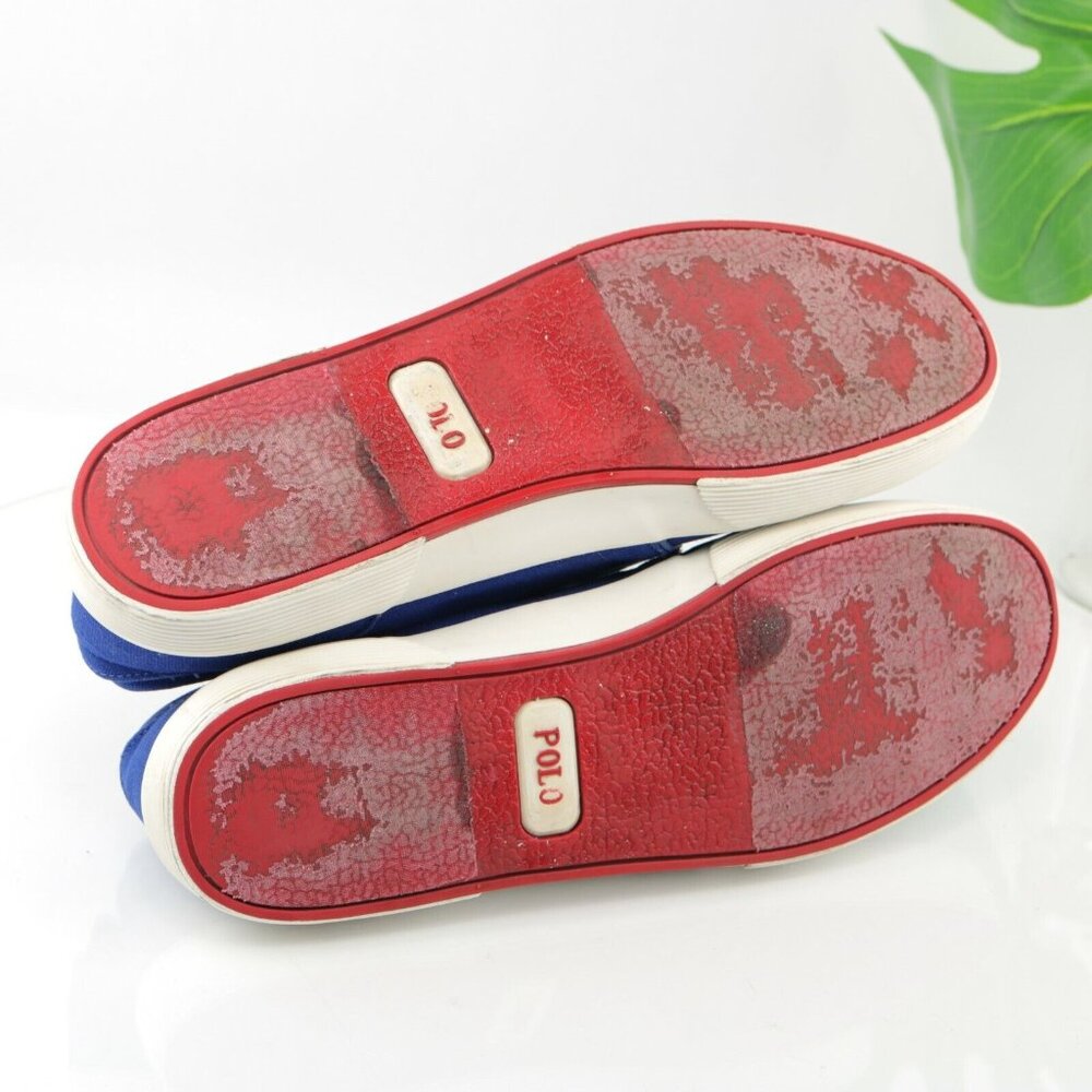 Polo Ralph Lauren Mens Faxon Sneaker Size 11.5 Royal Blue Canvas Red Pony Shoe - Picture 10 of 12